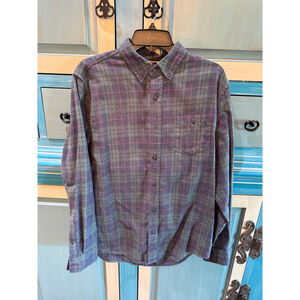 Men's The Territory Ahead L Green Purple Plaid Flannel Button Down Shirt